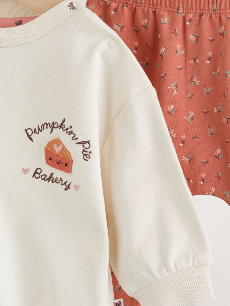 |BabyBoy| Conjunto de Moletom e Legging com Estampa de Abóbora (Cor Cru) (0 meses a 2 anos)