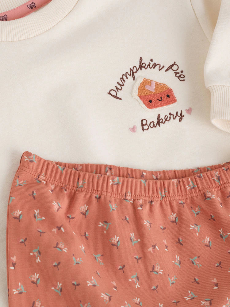 |BabyBoy| Conjunto de Moletom e Legging com Estampa de Abóbora (Cor Cru) (0 meses a 2 anos)