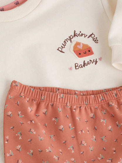 |BabyBoy| Conjunto de Moletom e Legging com Estampa de Abóbora (Cor Cru) (0 meses a 2 anos)