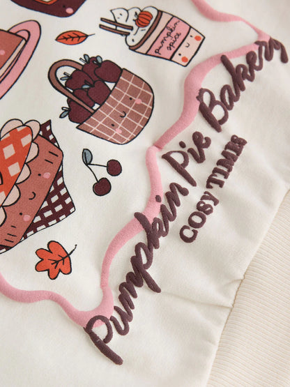 |BabyBoy| Conjunto de Moletom e Legging com Estampa de Abóbora (Cor Cru) (0 meses a 2 anos)