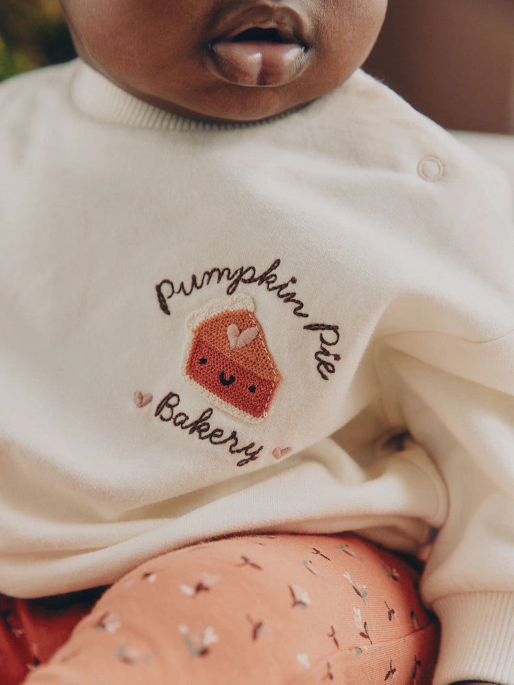 |BabyBoy| Conjunto de Moletom e Legging com Estampa de Abóbora (Cor Cru) (0 meses a 2 anos)