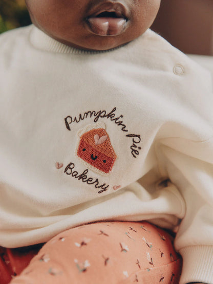 |BabyBoy| Conjunto de Moletom e Legging com Estampa de Abóbora (Cor Cru) (0 meses a 2 anos)