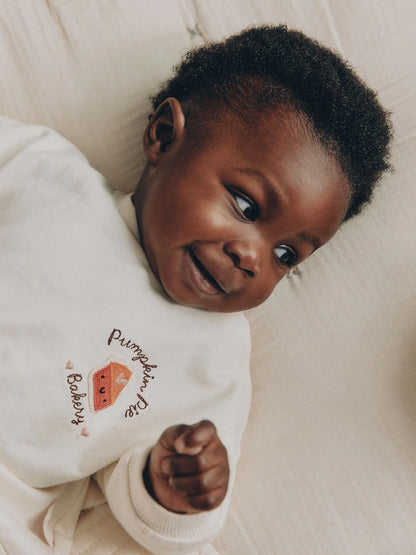 |BabyBoy| Conjunto de Moletom e Legging com Estampa de Abóbora (Cor Cru) (0 meses a 2 anos)