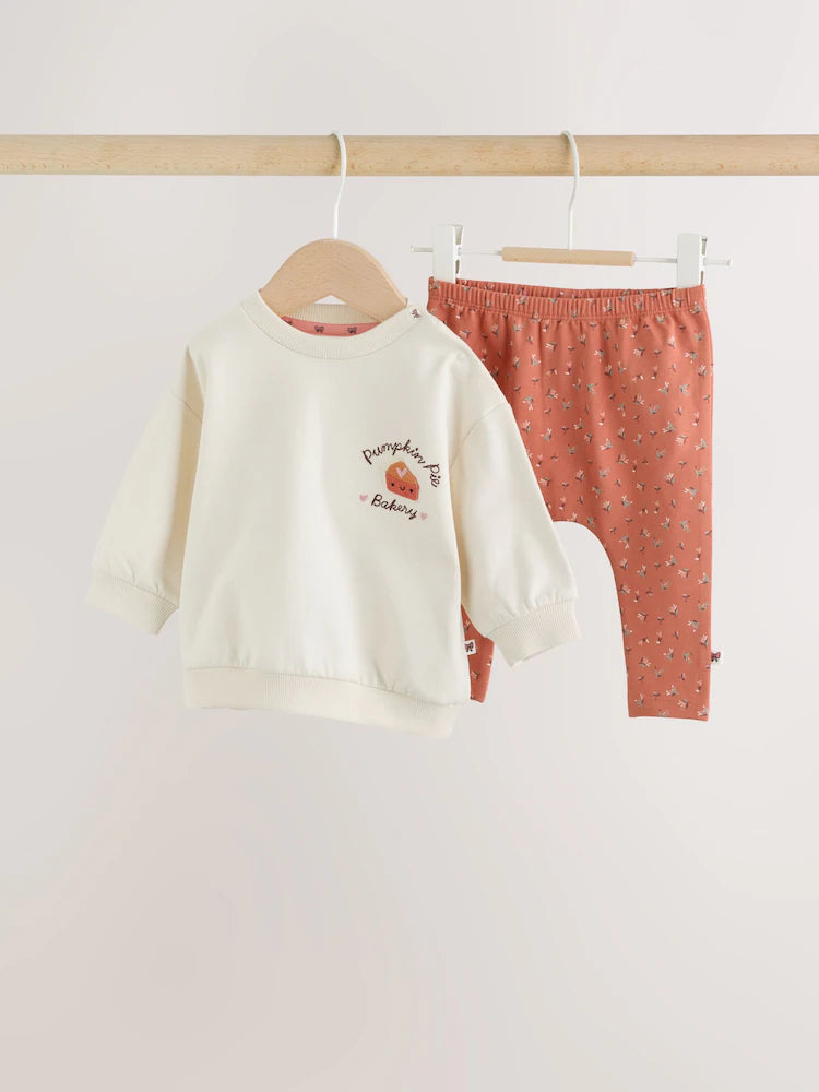 |BabyBoy| Conjunto de Moletom e Legging com Estampa de Abóbora (Cor Cru) (0 meses a 2 anos)