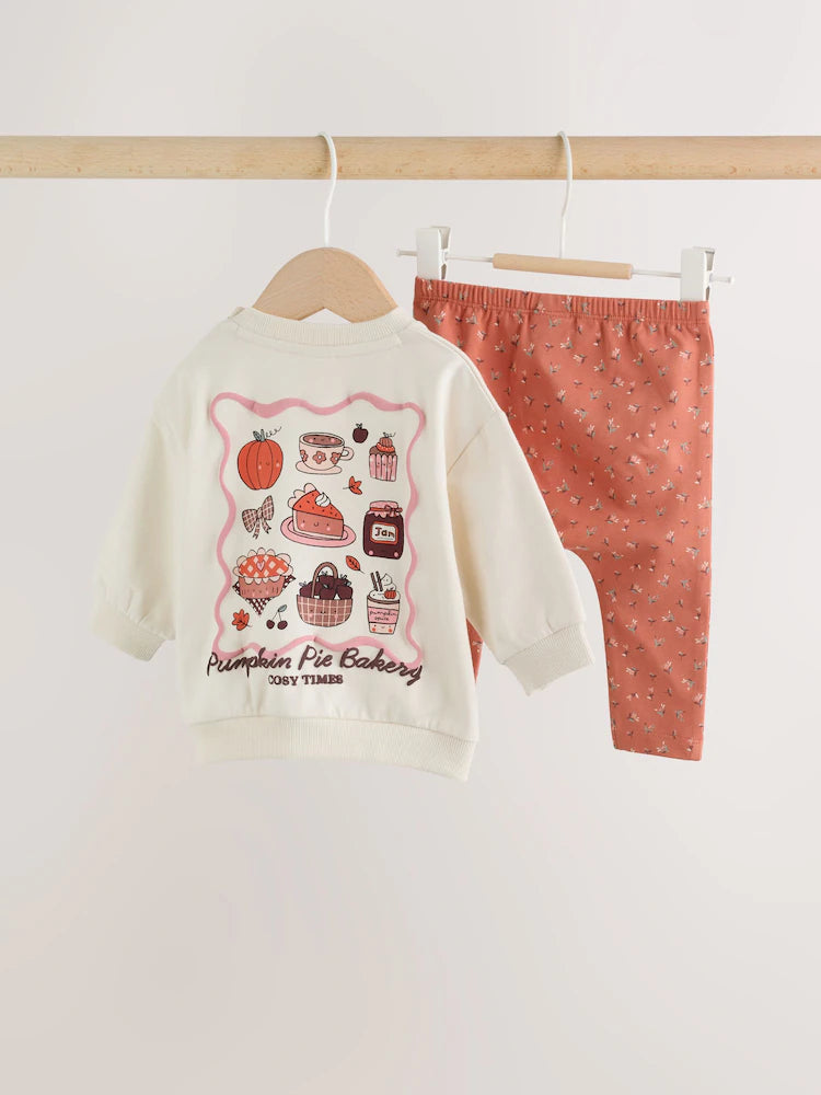|BabyBoy| Conjunto de Moletom e Legging com Estampa de Abóbora (Cor Cru) (0 meses a 2 anos)