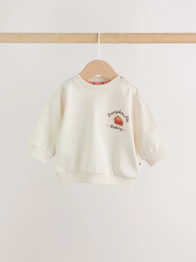 |BabyBoy| Conjunto de Moletom e Legging com Estampa de Abóbora (Cor Cru) (0 meses a 2 anos)