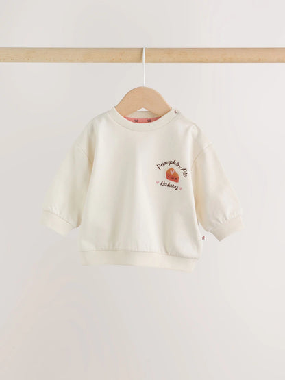 |BabyBoy| Conjunto de Moletom e Legging com Estampa de Abóbora (Cor Cru) (0 meses a 2 anos)