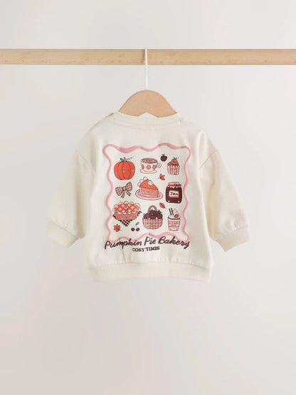 |BabyBoy| Conjunto de Moletom e Legging com Estampa de Abóbora (Cor Cru) (0 meses a 2 anos)