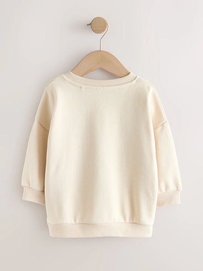 |Girl| Moletom De Gola Redonda "Mama's Little Love" Cor Creme, Tamanho Dia Dos Namorados (3 meses a 7 anos)