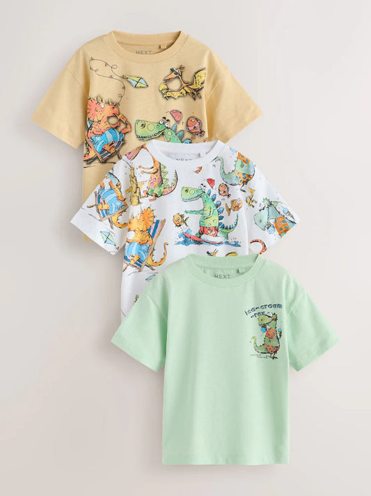 |Boy| Conjunto Com 3 Camisetas De Manga Comprida Com Estampas Gráficas Variadas (3 meses a 7 anos)