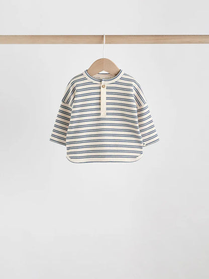 |BabyBoy| Conjunto de 6 peças com blusa e leggings listradas (verde/azul/marrom) para bebês (0 meses a 3 anos)