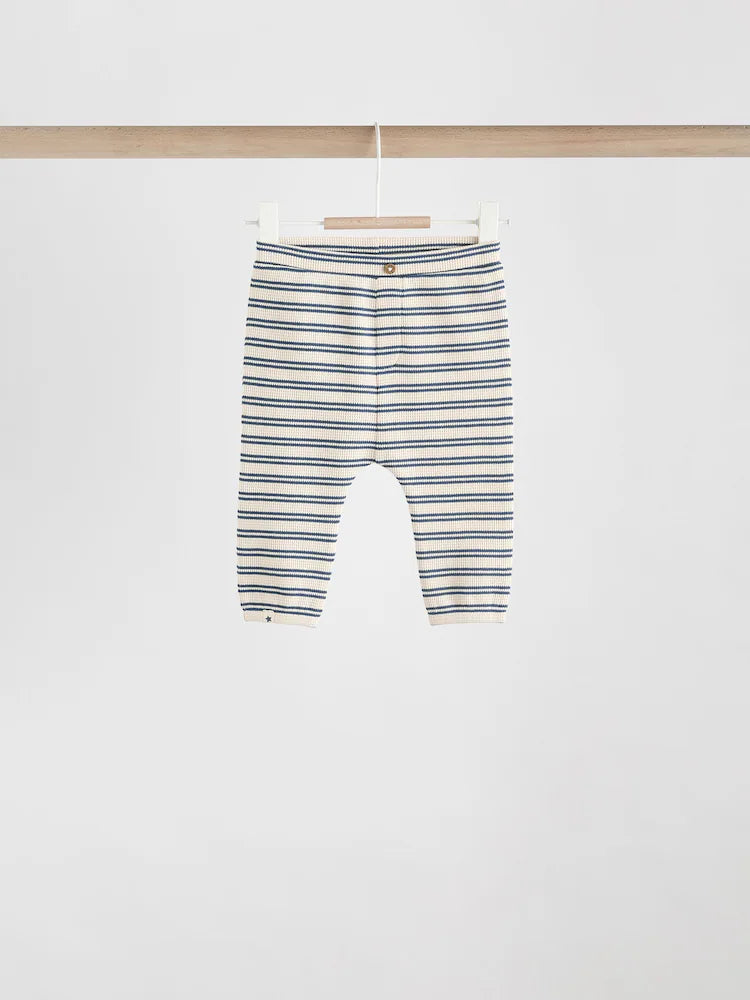 |BabyBoy| Conjunto de 6 peças com blusa e leggings listradas (verde/azul/marrom) para bebês (0 meses a 3 anos)
