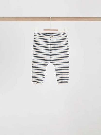 |BabyBoy| Conjunto de 6 peças com blusa e leggings listradas (verde/azul/marrom) para bebês (0 meses a 3 anos)