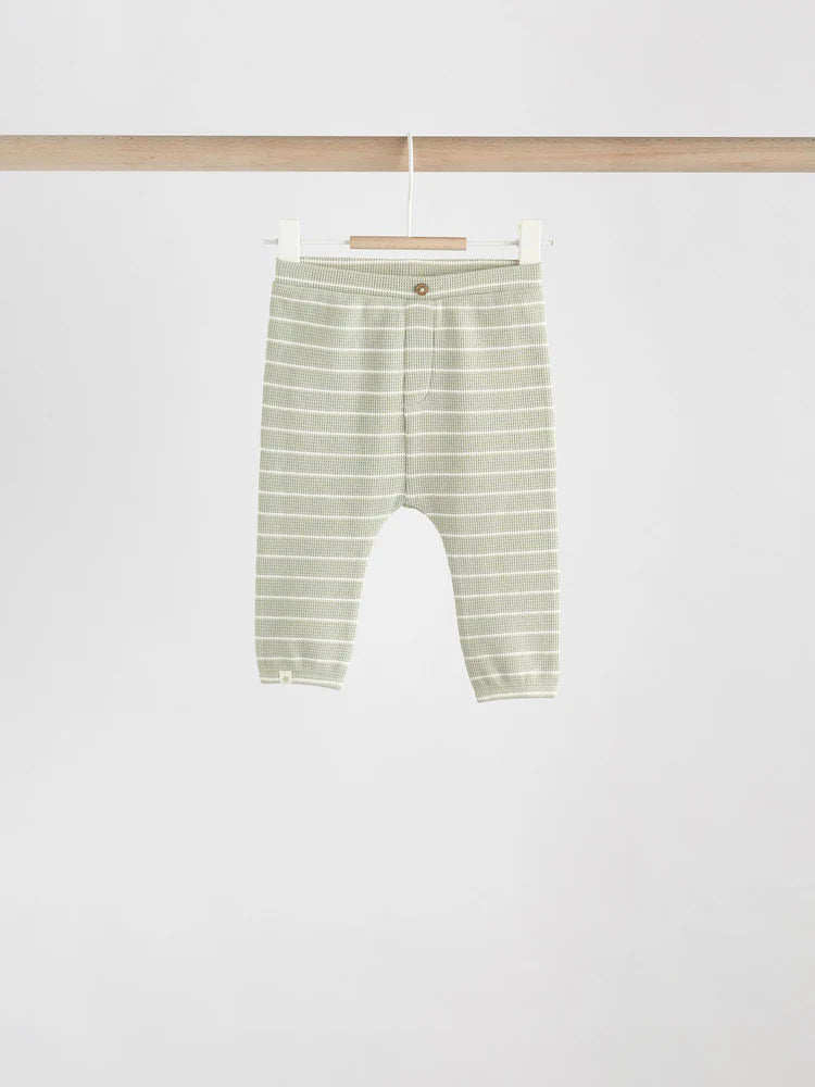 |BabyBoy| Conjunto de 6 peças com blusa e leggings listradas (verde/azul/marrom) para bebês (0 meses a 3 anos)