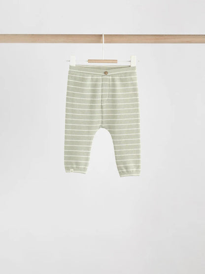 |BabyBoy| Conjunto de 6 peças com blusa e leggings listradas (verde/azul/marrom) para bebês (0 meses a 3 anos)