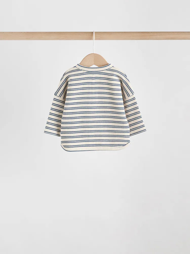 |BabyBoy| Conjunto de 6 peças com blusa e leggings listradas (verde/azul/marrom) para bebês (0 meses a 3 anos)