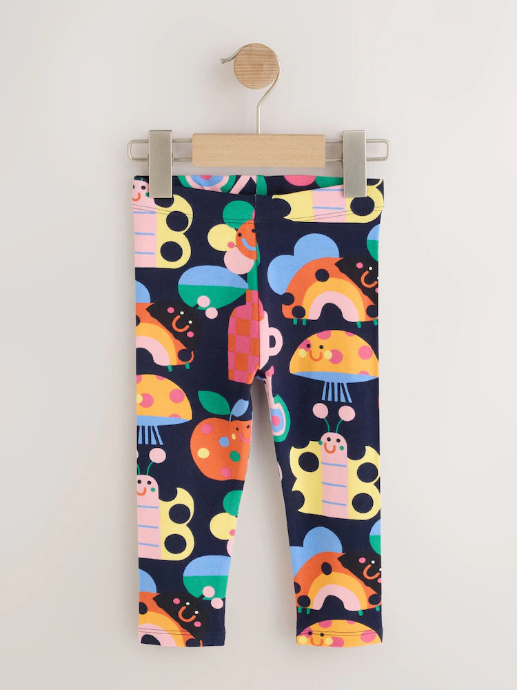 |Girl| Kit com 4 Leggings Azul-Marinho com Estampa de Joaninha (3 meses a 7 anos)