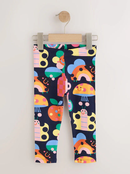 |Girl| Kit com 4 Leggings Azul-Marinho com Estampa de Joaninha (3 meses a 7 anos)