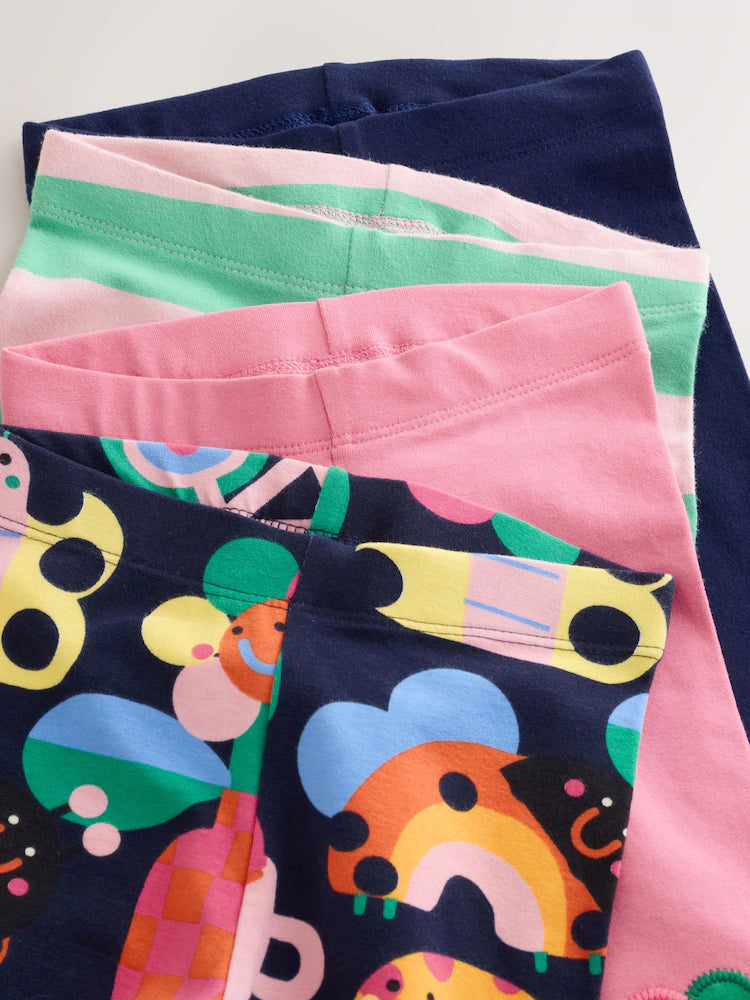 |Girl| Kit com 4 Leggings Azul-Marinho com Estampa de Joaninha (3 meses a 7 anos)