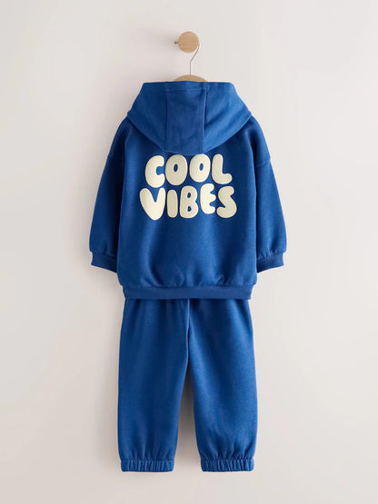 |Boy| Conjunto de Moletom com Capuz e Calça Jogger Azul-Cobalto (3 meses a 7 anos)