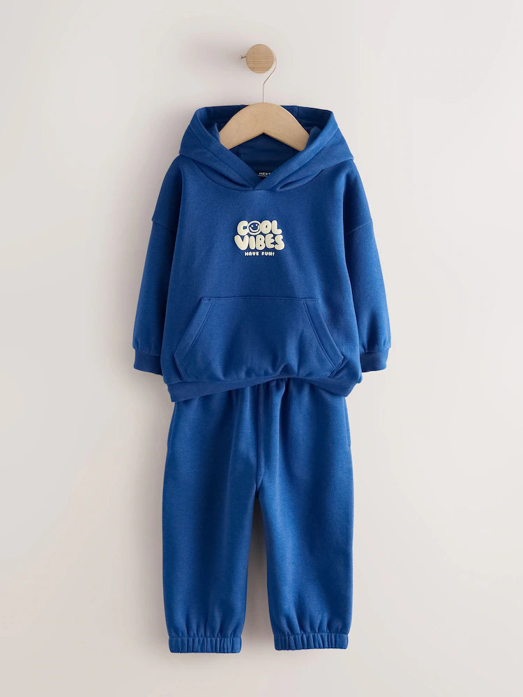 |Boy| Conjunto de Moletom com Capuz e Calça Jogger Azul-Cobalto (3 meses a 7 anos)