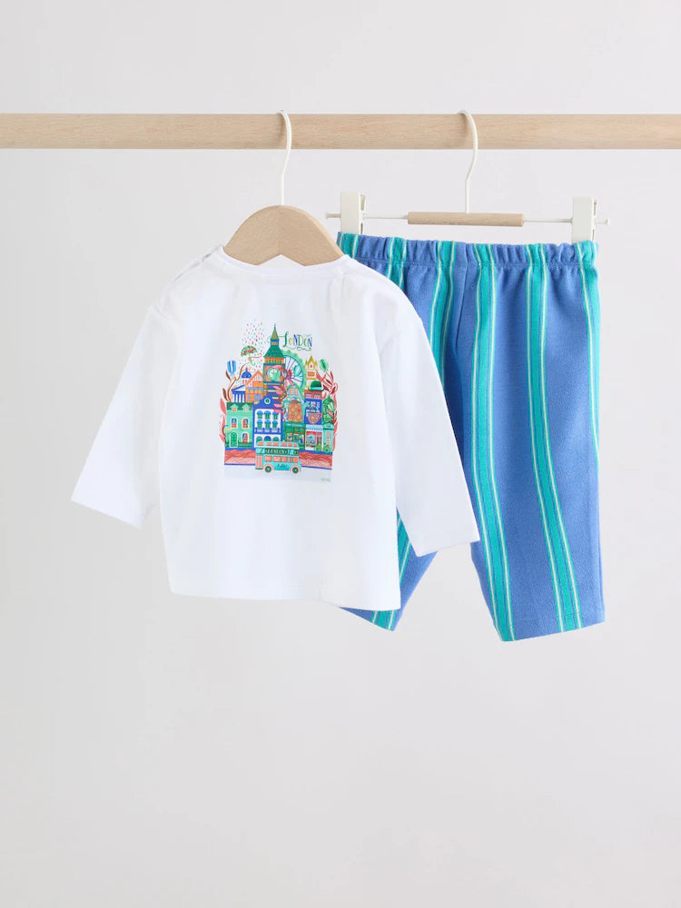 |BabyBoy| Conjunto Infantil Seminal X Car Pintos Top e Calça De Moletom Azul/Verde (0 meses a 2 anos)