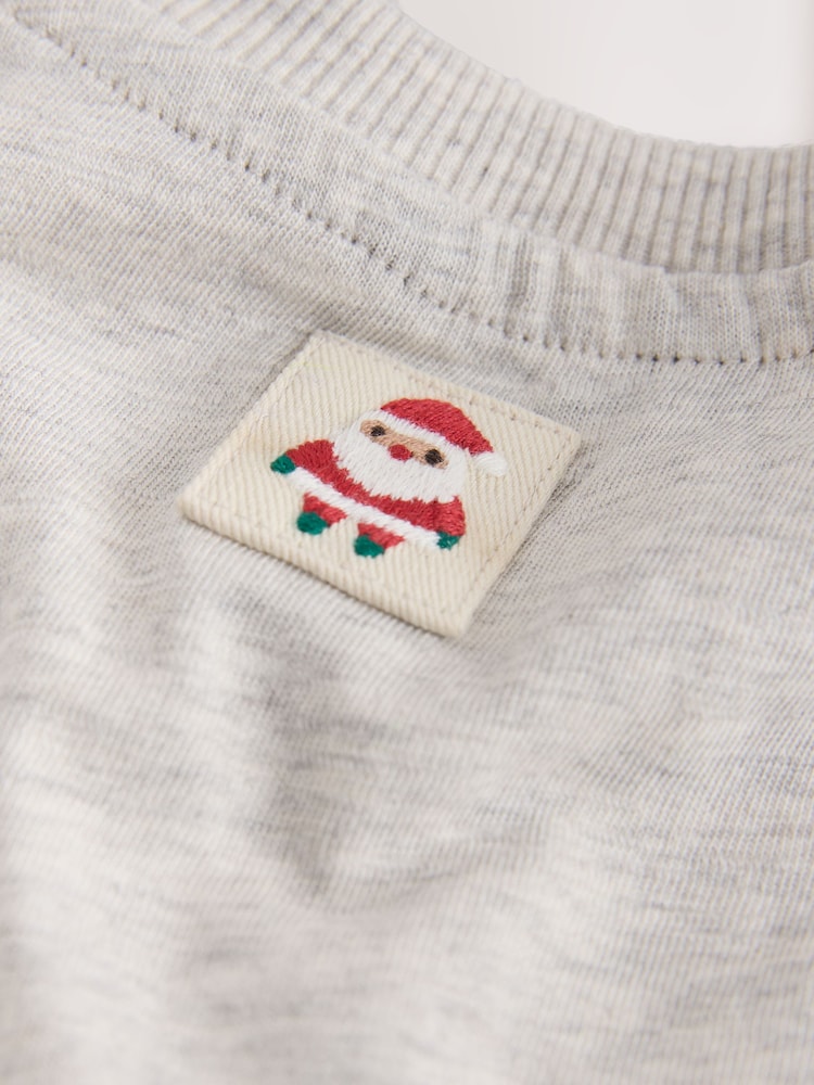 |Boy| Camiseta de Natal de Manga Longa com Papai Noel Azul e Rudolph (3 meses a 7 anos)