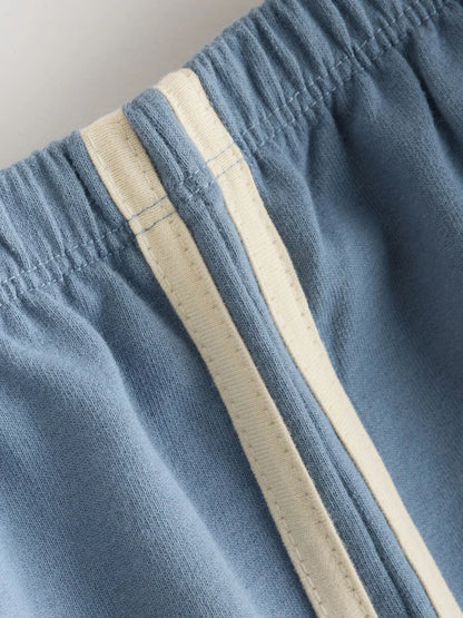 |BabyBoy| Kit Com 3 Calças Jogger de Corte Reto para Bebê – Azul/Marrom/Creme (0 meses a 2 anos)