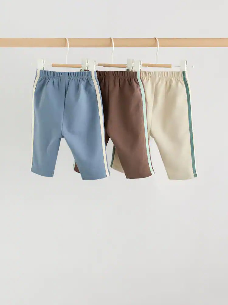 |BabyBoy| Kit Com 3 Calças Jogger de Corte Reto para Bebê – Azul/Marrom/Creme (0 meses a 2 anos)