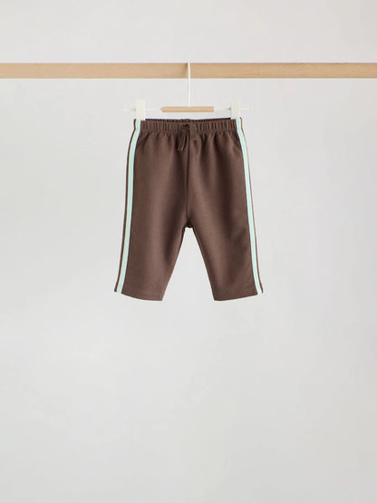 |BabyBoy| Kit Com 3 Calças Jogger de Corte Reto para Bebê – Azul/Marrom/Creme (0 meses a 2 anos)