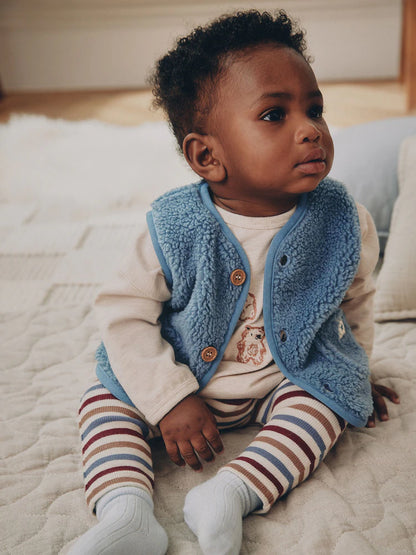|BabyBoy| Colete Bebê Borg azul (0 meses a 2 anos)