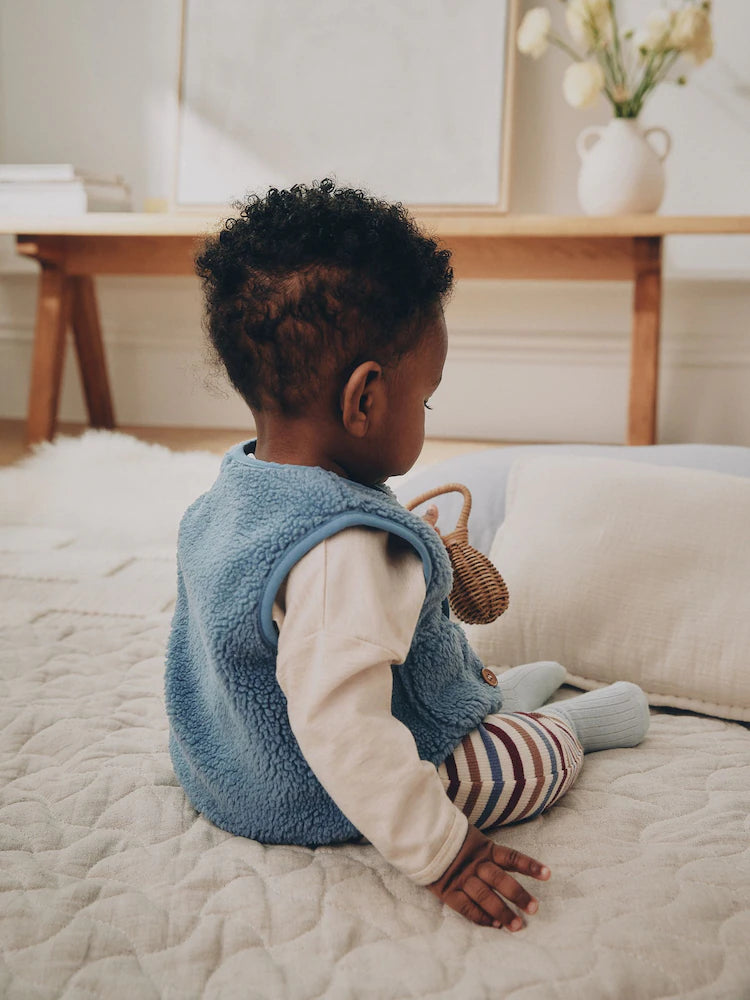 |BabyBoy| Colete Bebê Borg azul (0 meses a 2 anos)