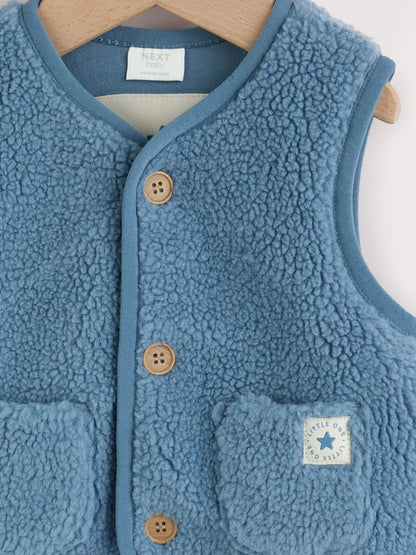 |BabyBoy| Colete Bebê Borg azul (0 meses a 2 anos)