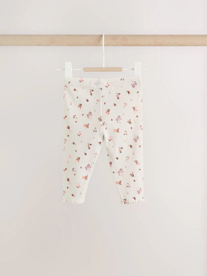 |BabyGirl| Conjunto De Bebê: Blusa Peplum Floral Cru e Legging (0 meses a 2 anos)