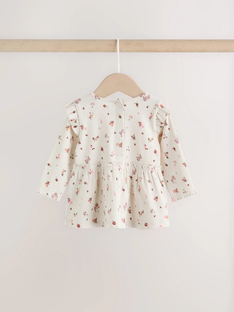 |BabyGirl| Conjunto De Bebê: Blusa Peplum Floral Cru e Legging (0 meses a 2 anos)
