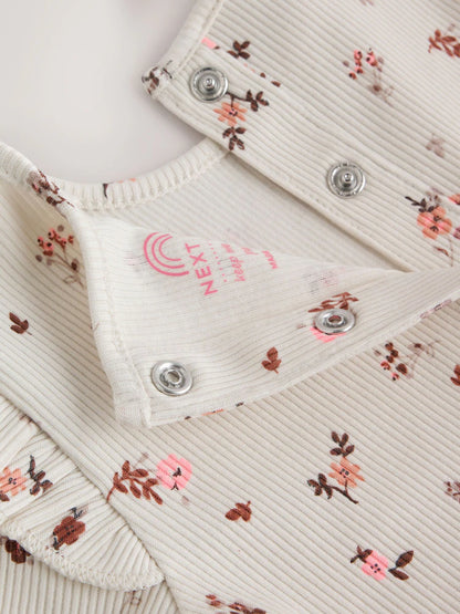 |BabyGirl| Conjunto De Bebê: Blusa Peplum Floral Cru e Legging (0 meses a 2 anos)