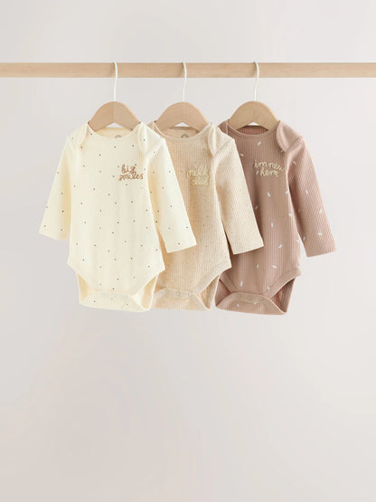 |BabyBoy| Kit com 3 Bodies de Manga Longa Neutral Milk Club para Bebês