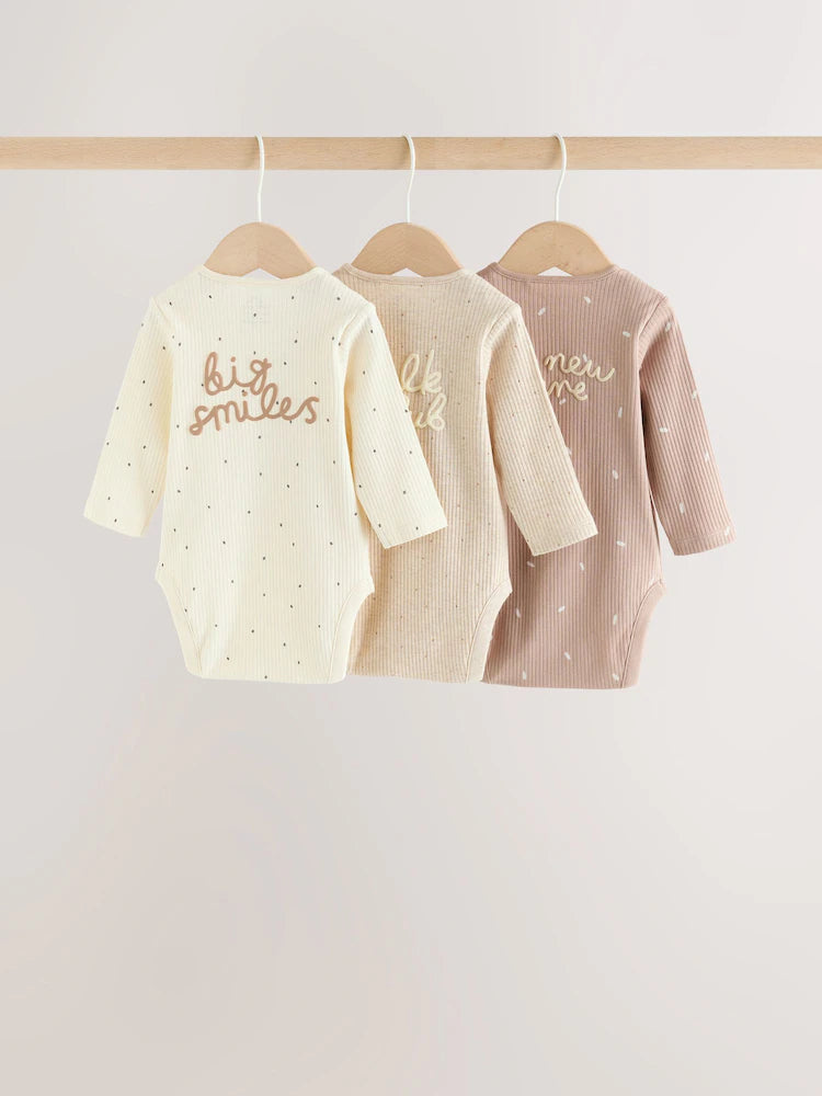 |BabyBoy| Kit com 3 Bodies de Manga Longa Neutral Milk Club para Bebês