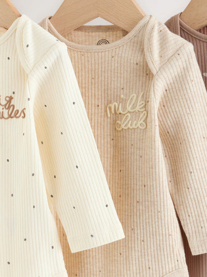 |BabyBoy| Kit com 3 Bodies de Manga Longa Neutral Milk Club para Bebês