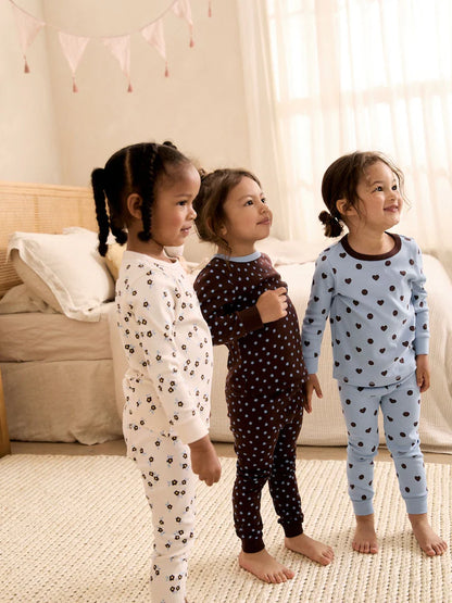 |Girl| Kit com 3 Pijamas Aconchegantes Azul/Marrom (9 meses a 12 anos)