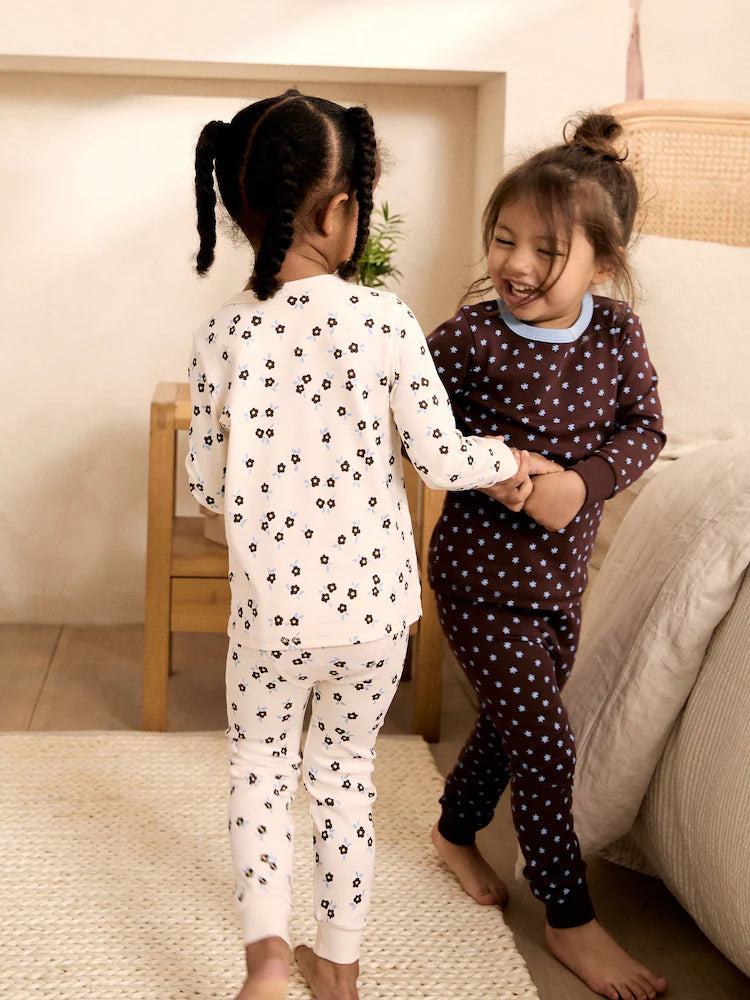 |Girl| Kit com 3 Pijamas Aconchegantes Azul/Marrom (9 meses a 12 anos)