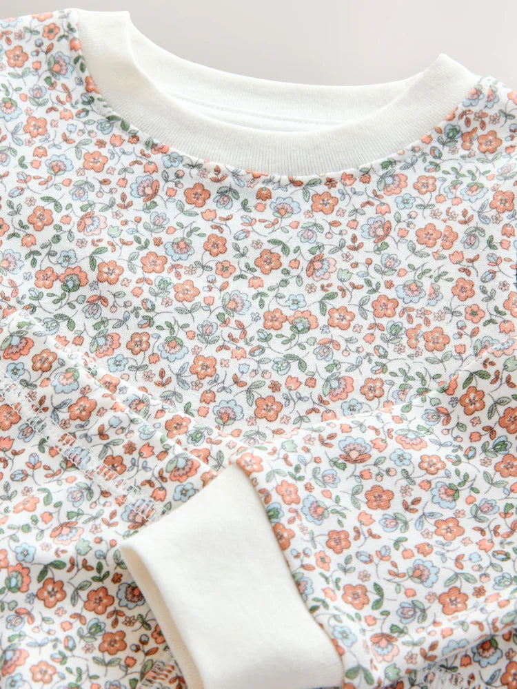 |Girl| Kit com 3 Pijamas Aconchegantes Cru/Pêssego (9 meses a 12 anos)