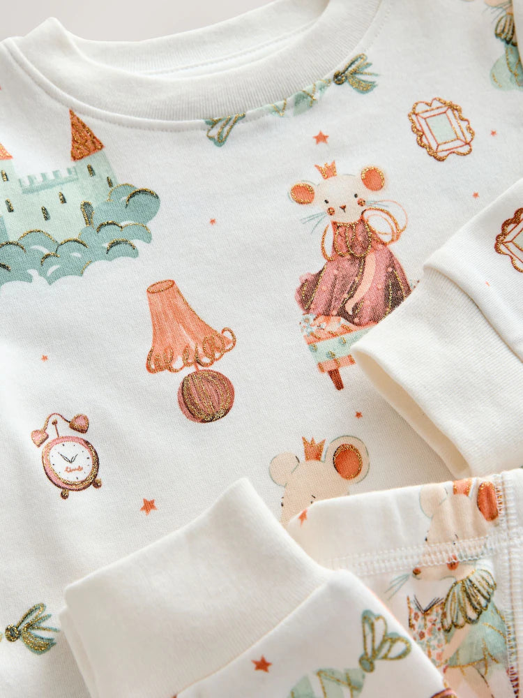 |Girl| Kit com 3 Pijamas Aconchegantes Cru/Pêssego (9 meses a 12 anos)