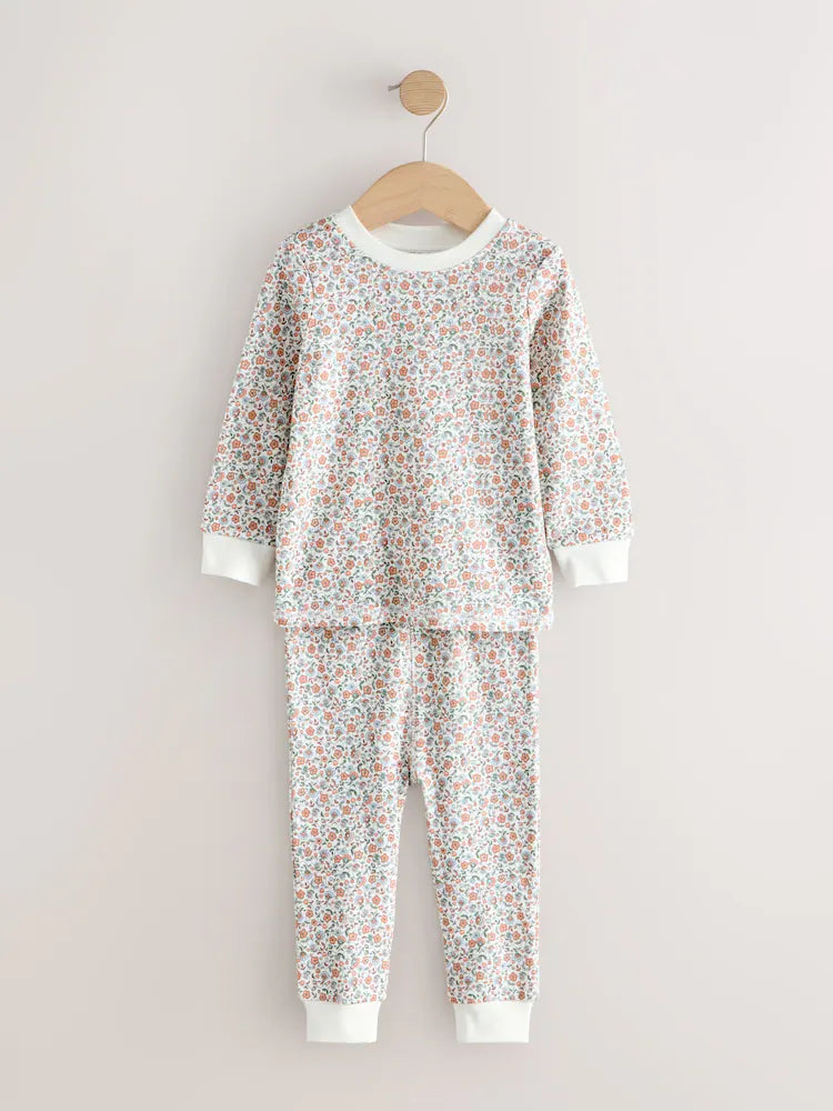 |Girl| Kit com 3 Pijamas Aconchegantes Cru/Pêssego (9 meses a 12 anos)
