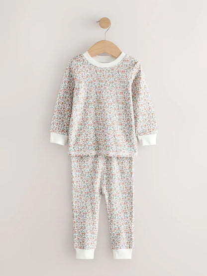 |Girl| Kit com 3 Pijamas Aconchegantes Cru/Pêssego (9 meses a 12 anos)