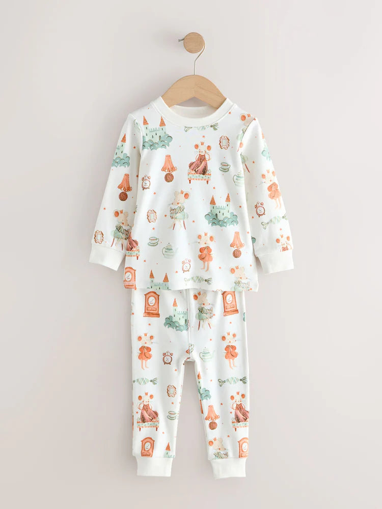 |Girl| Kit com 3 Pijamas Aconchegantes Cru/Pêssego (9 meses a 12 anos)