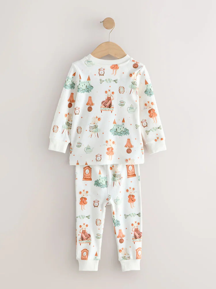 |Girl| Kit com 3 Pijamas Aconchegantes Cru/Pêssego (9 meses a 12 anos)
