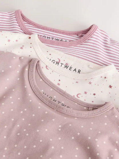 |Girl| Kit com 3 Pijamas Rosa Estilo Jogger (9 meses a 12 anos)