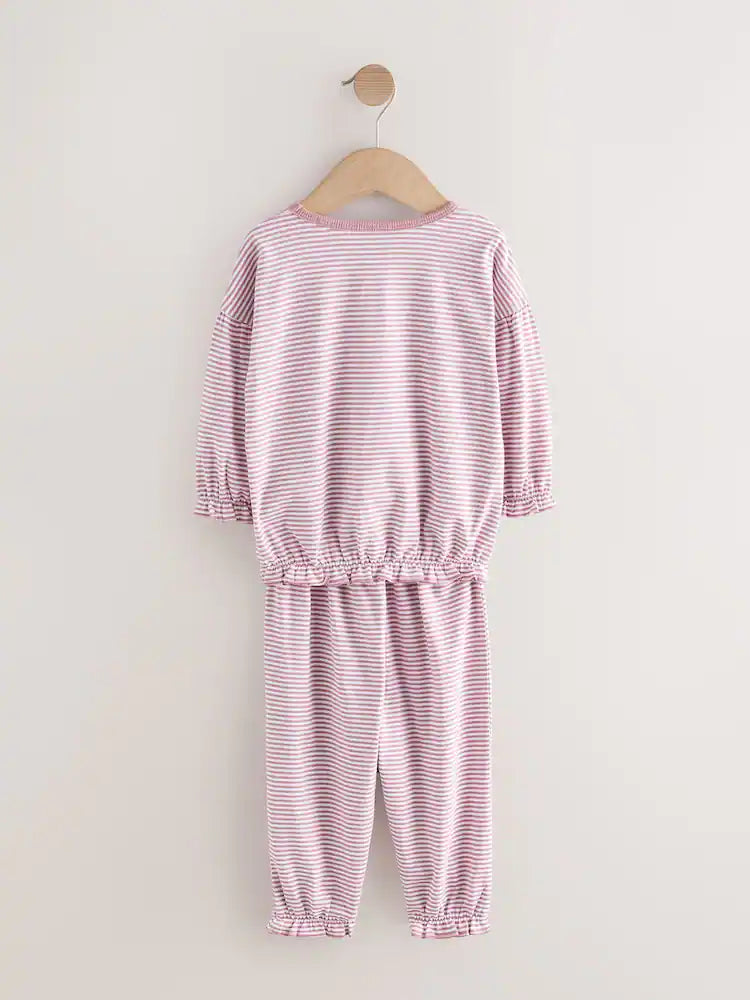 |Girl| Kit com 3 Pijamas Rosa Estilo Jogger (9 meses a 12 anos)