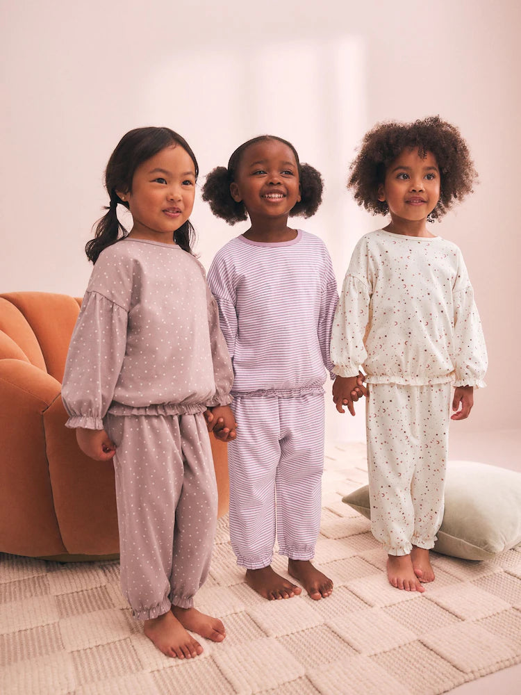 |Girl| Kit com 3 Pijamas Rosa Estilo Jogger (9 meses a 12 anos)